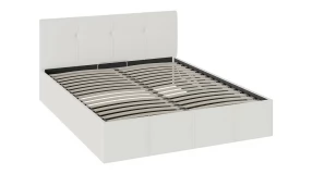 Кровать «Лора» c мягкой обивкой и подъемным механизмом (Кожзам Белый)